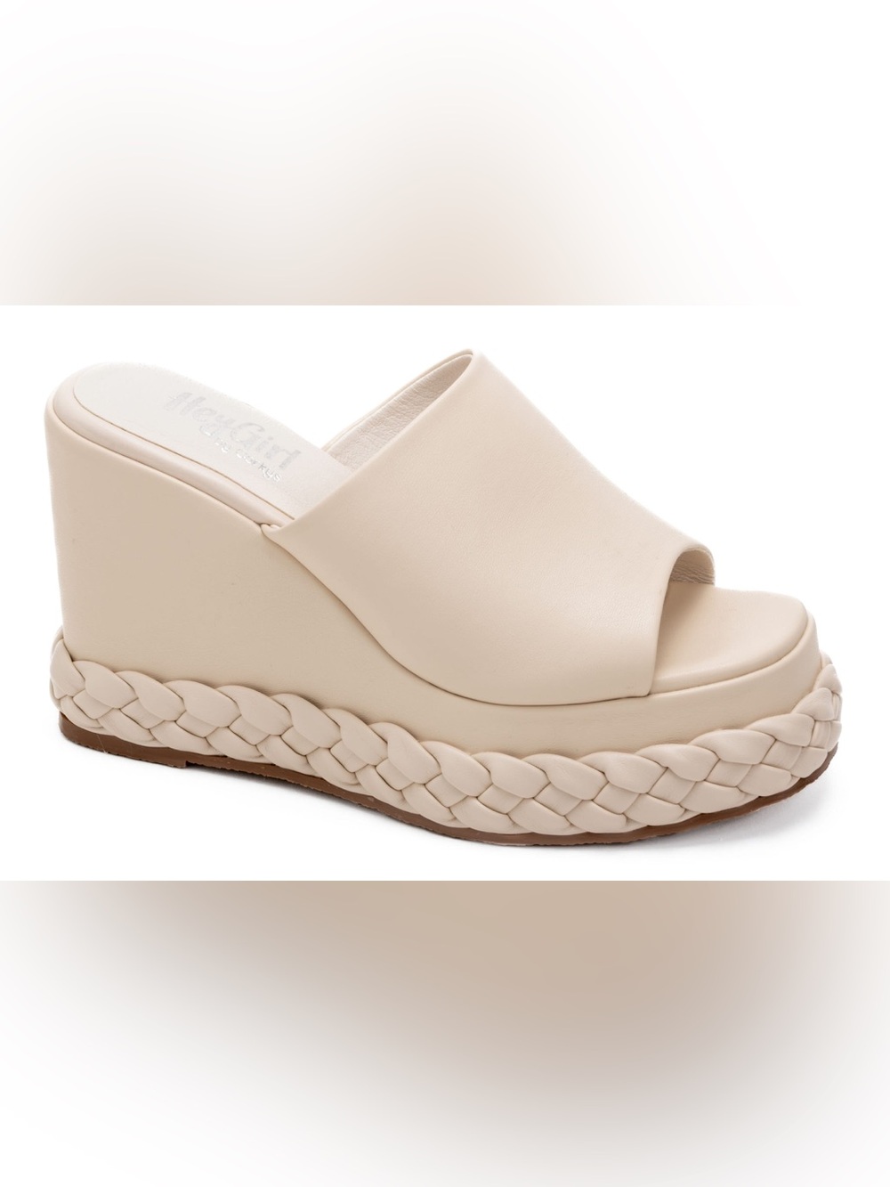 NWOT Hey Girl by Corky’s Bohemian Ivory Vegan Slip on Braided Platform Wedges